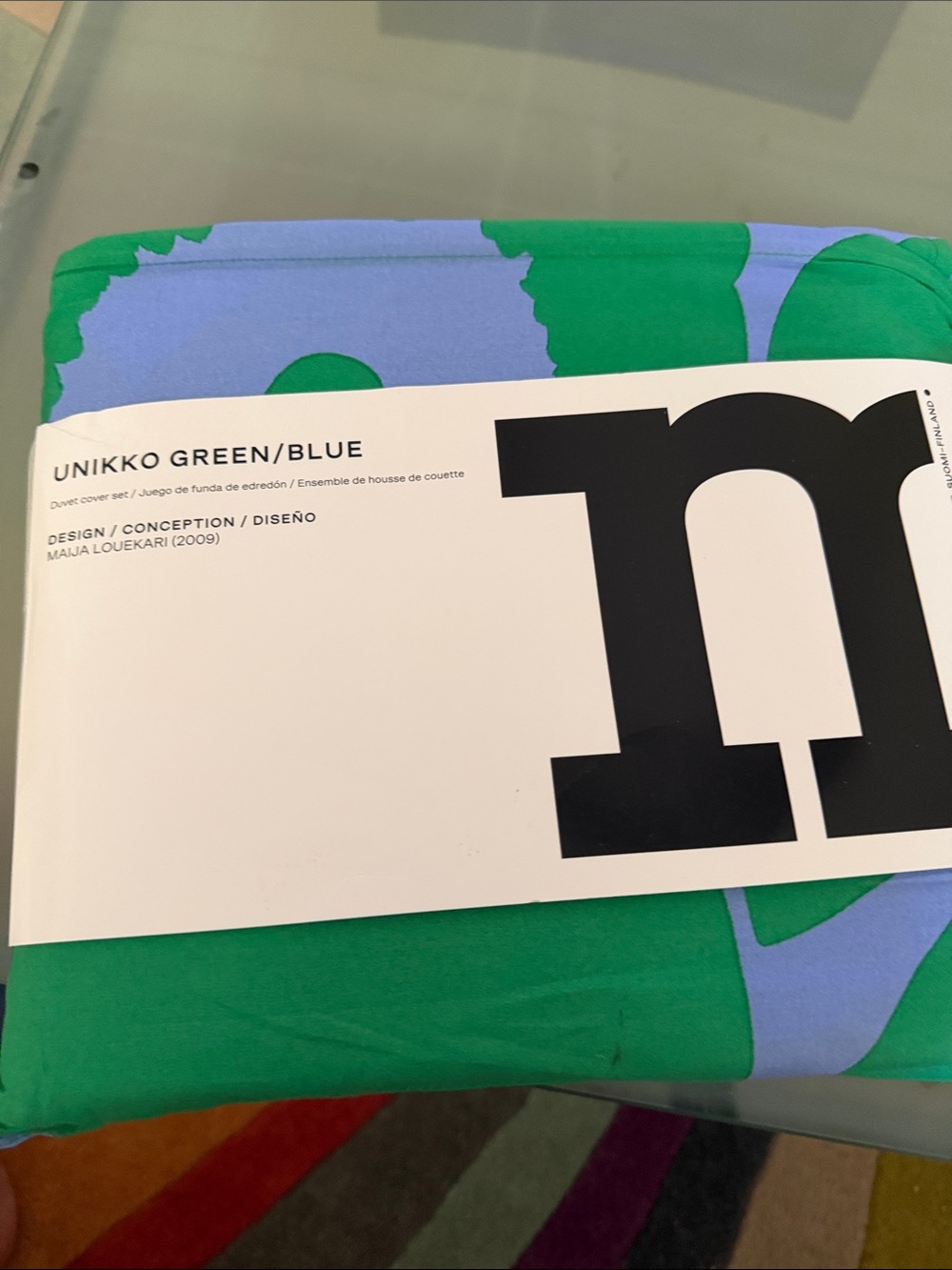 Marimekko/Unikko Green/Blue Queen duvet w/shams